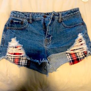 Red, White, and Blue Mid-Rise Cut Off Shorts